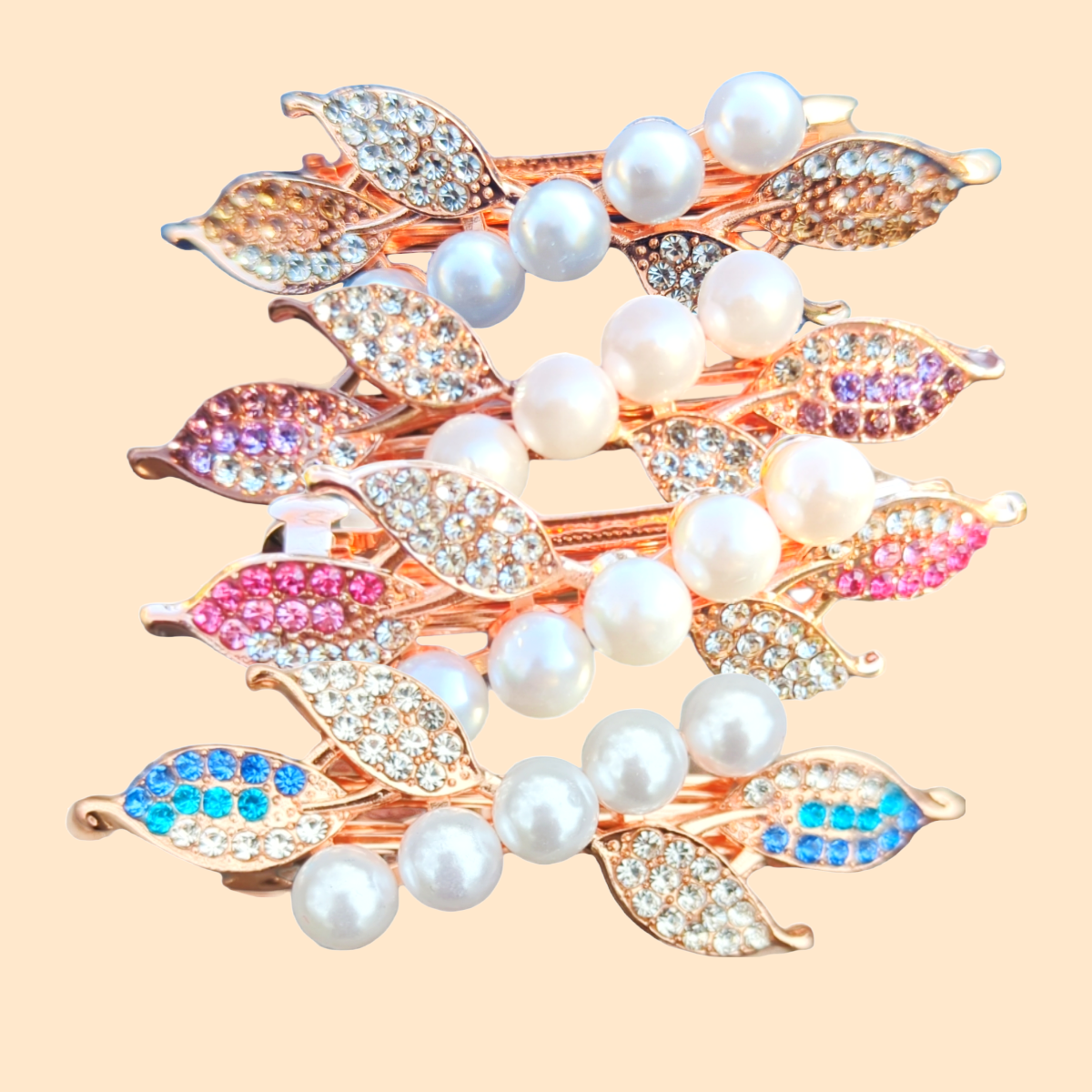 Korean Crystal Rhinestone Pearl Hair Barrettes Clips