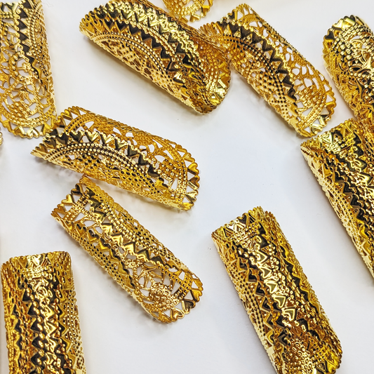 Hearts Adjustable Large Fashion Dreadlocks Braids Cuffs Hair Accessories Gold Color 55mm (4 pcs set)