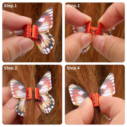 Butterfly Dreadlocks Beads Hair Cuffs Clips Rings Colorful Braiding Hair Jewelry for Women Girls Hair Accessories (Pack of 10)