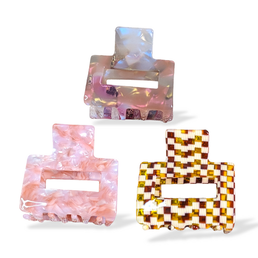 Square Tortoise Shell Celluloid Claw Clips